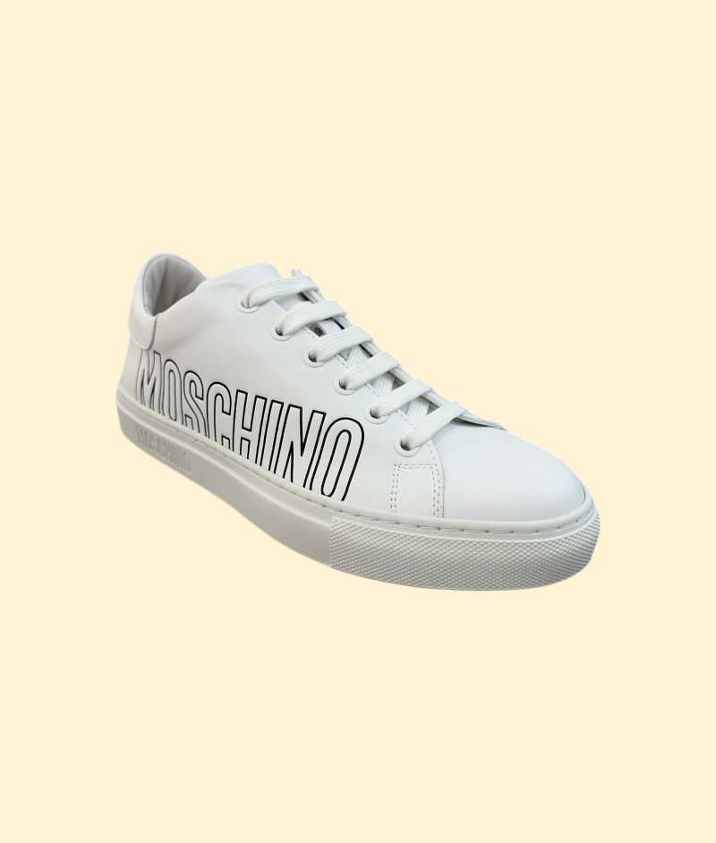 Tennis Moschino Mujer Blanco-Letras Bordado Negro