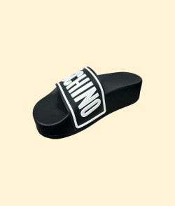 Sandalias Moschino Mujer Flip Flops Negro-Blanco