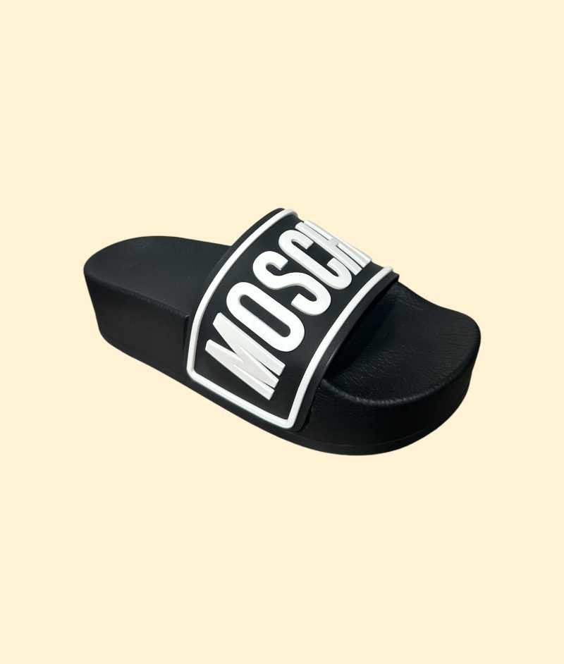 Sandalias Moschino Mujer Flip Flops Negro-Blanco